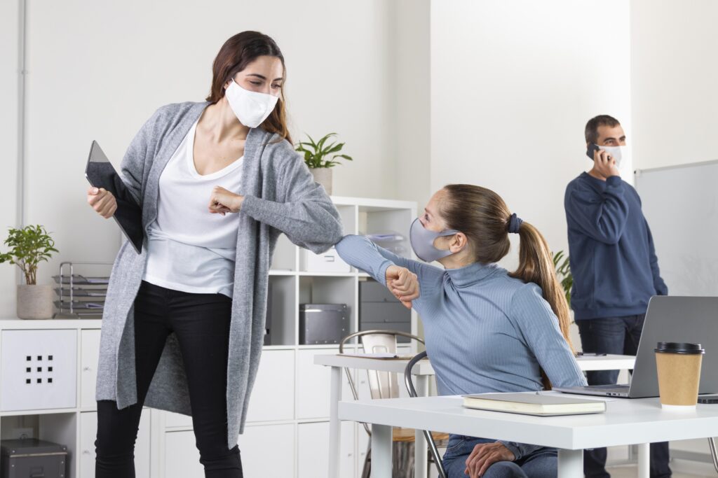 Preventing infectious disease spread with proper hygiene practices in the office.