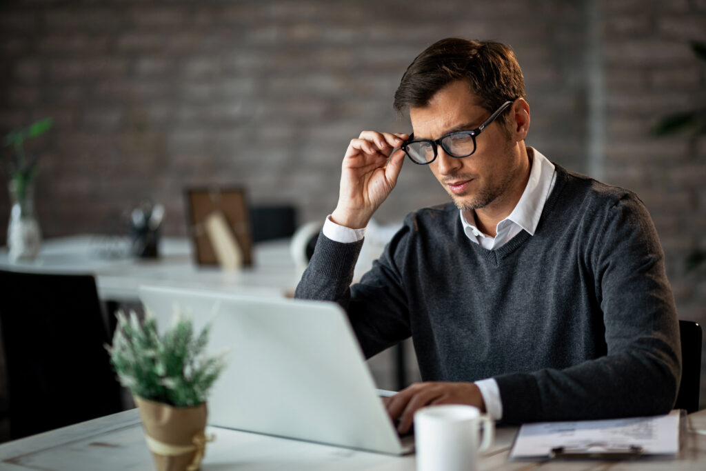 Digital eye strain from excessive screen time at the workplace.